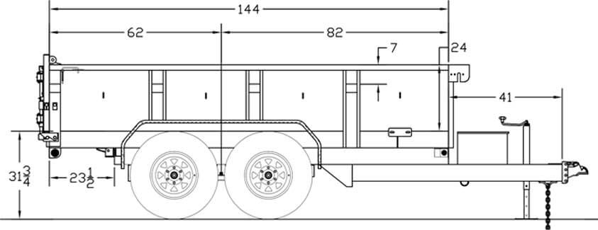 10SR Big Tex Trailer drawing with measurements