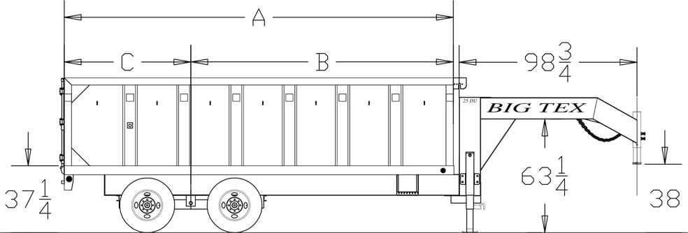 Big Tex 14GX trailer dimensions drawing