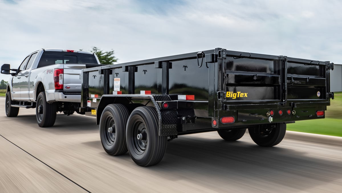 Big Tex Single Ram Dump Trailer w/7′ Slide In Ramps and 9,900# GVWR 90SR-10BK7SIR image 1