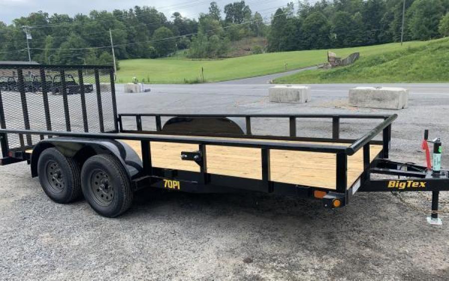 Big Tex 70PI 7K TAND SQ TU UTL 83″x16′ Spring Assisted Ramp, LED LTS, Spare Tire Mount, Elec Brakes image 0