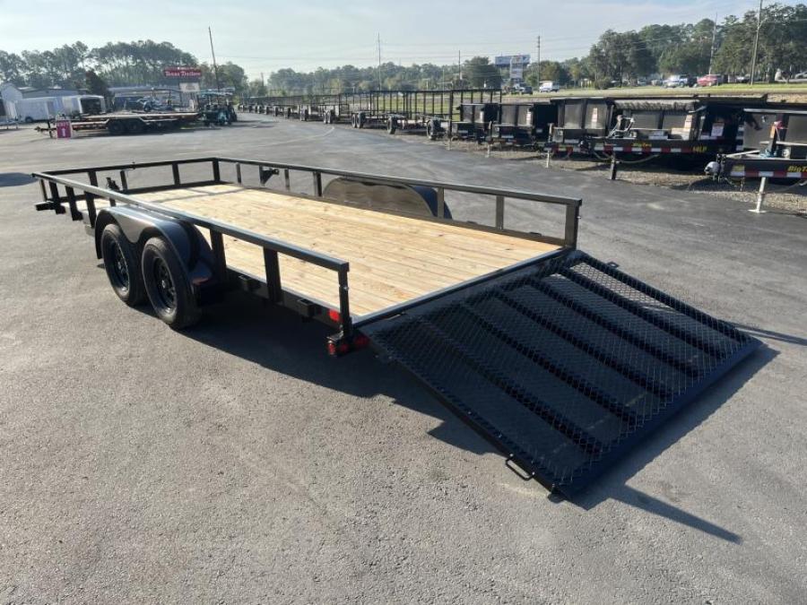 Big Tex 70PI 7K TAND SQ TU UTL 83″x16′ Spring Assisted Ramp, LED LTS, Spare Tire Mount, Elec Brakes image 1