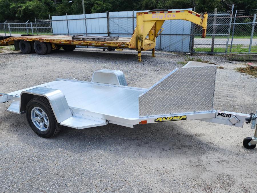 Aluma MC10 Aluma Motorcycle Trailer Bed Size – 51″ x 125″, Stone guard, Wheel Chock, Alum Wheels, Ramp, LED LTS image 0