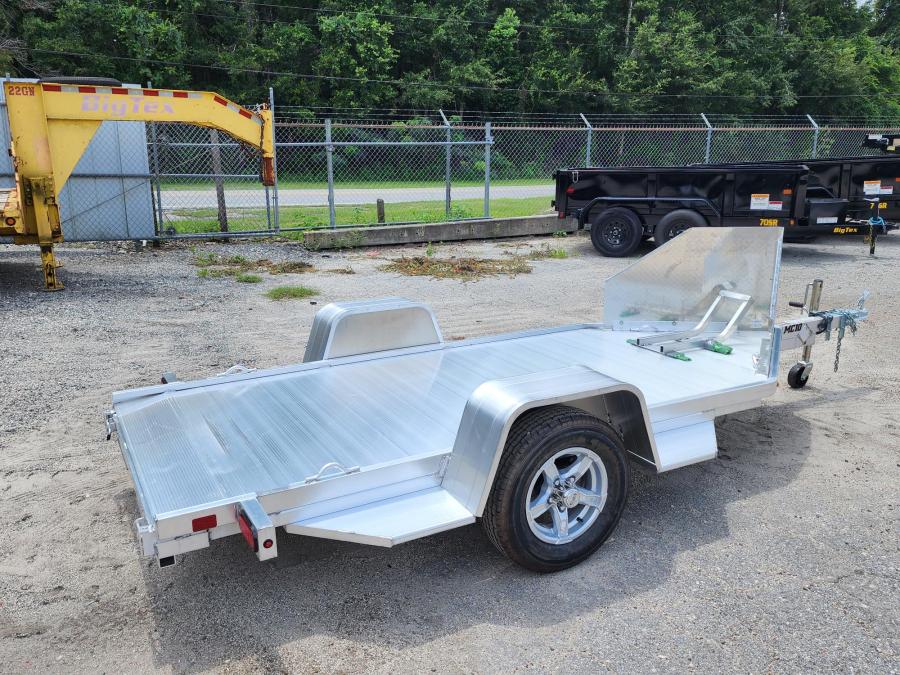 Aluma MC10 Aluma Motorcycle Trailer Bed Size – 51″ x 125″, Stone guard, Wheel Chock, Alum Wheels, Ramp, LED LTS image 1