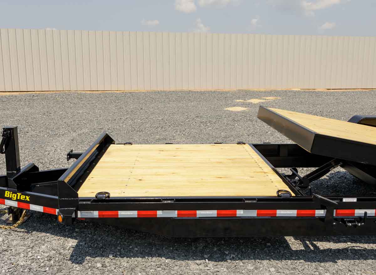 stationary front wooden deck on Big Tex Trailer
