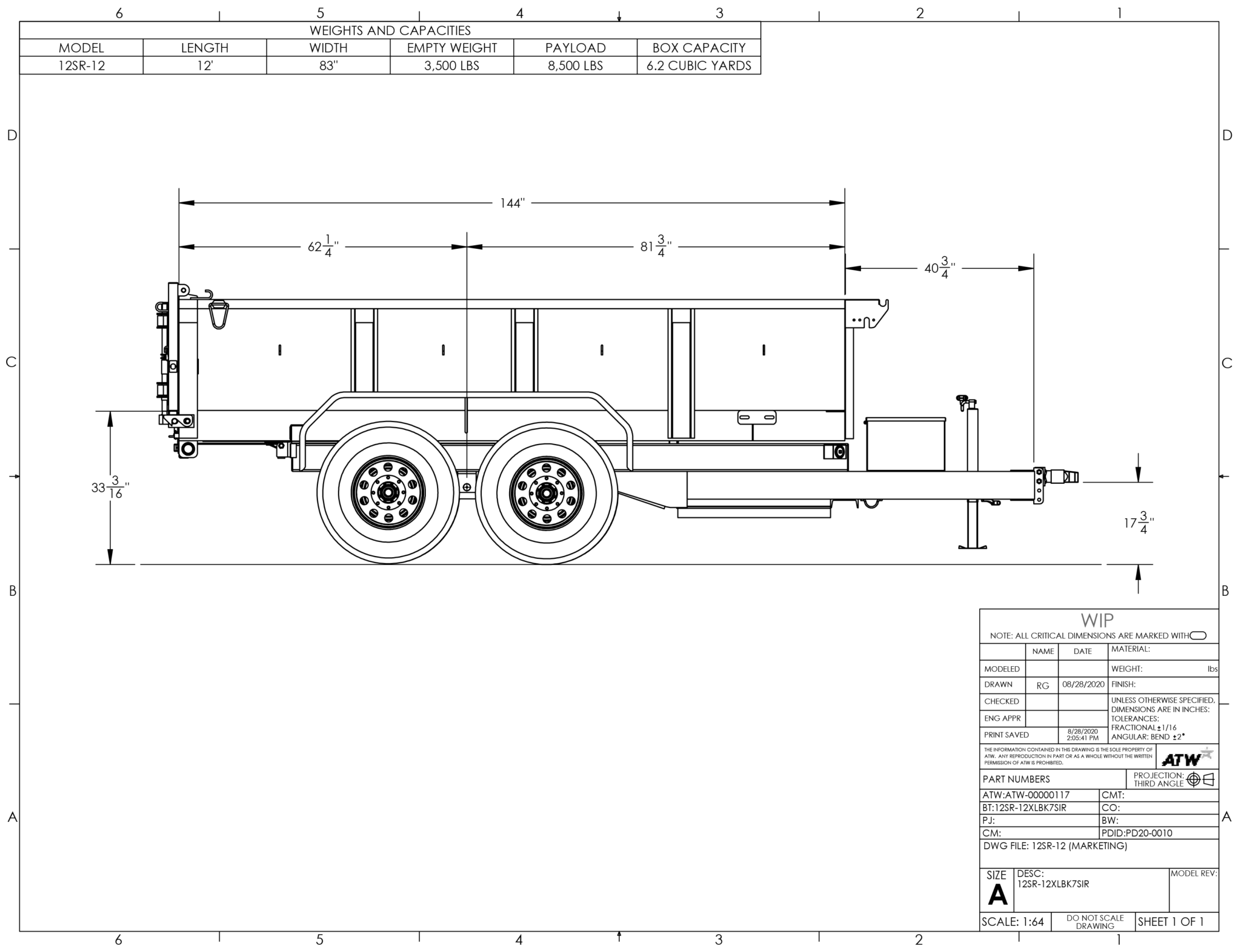 Big Tex 12SR trailer dimensions drawing